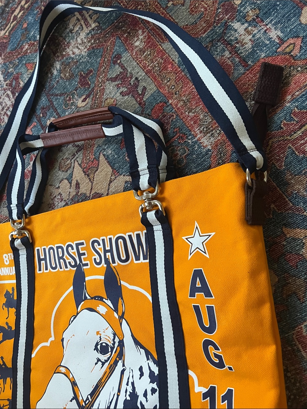 Rebecca Ray Mary Ann Horse Show Tote in orange Equestrian Dallas Pa. - Picture 3 of 11